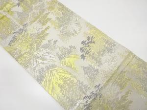 滝に笹・風景模様織り出し袋帯